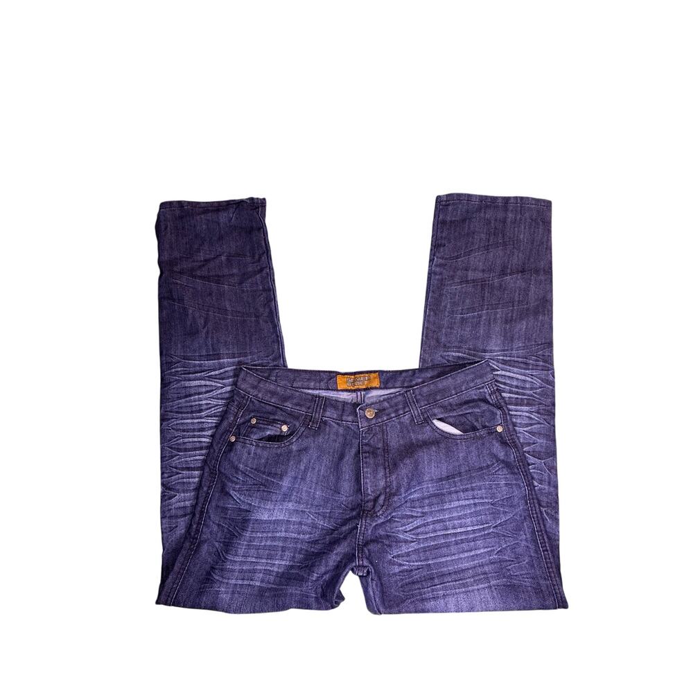 Vtg Y2K Silver Blue Jeans Men 36x32 Faded Denim Embroidered Streetwear Skater